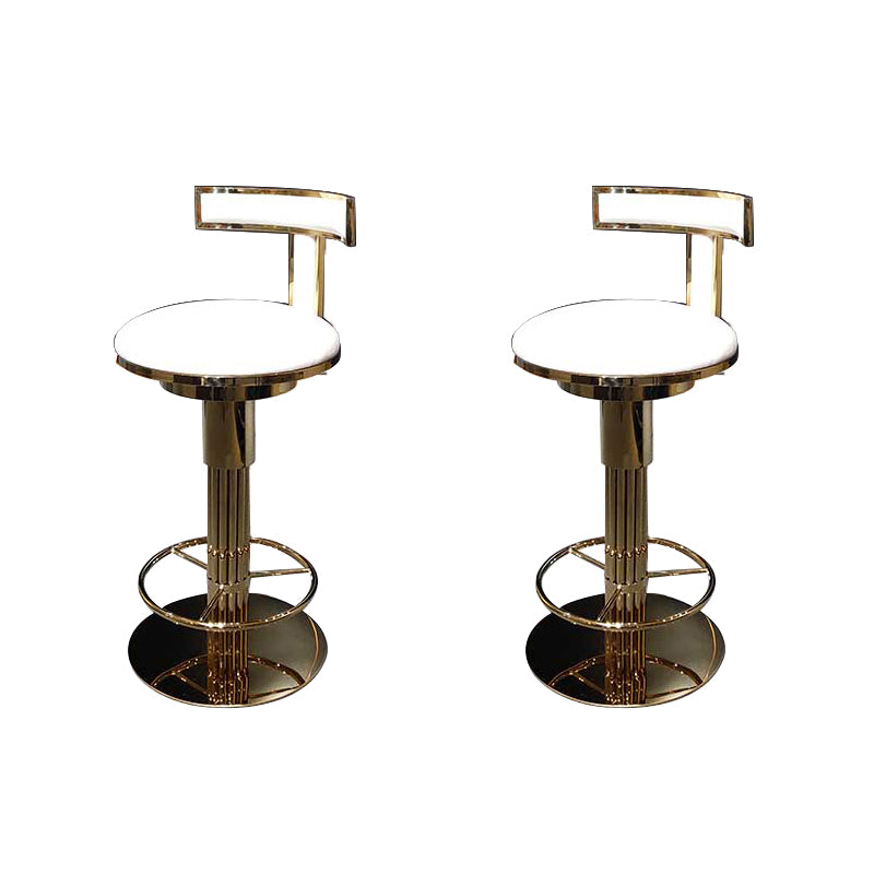 Glam Style Bar Stool Leather Backrest Bar Stools for Dining Room with Metal Base