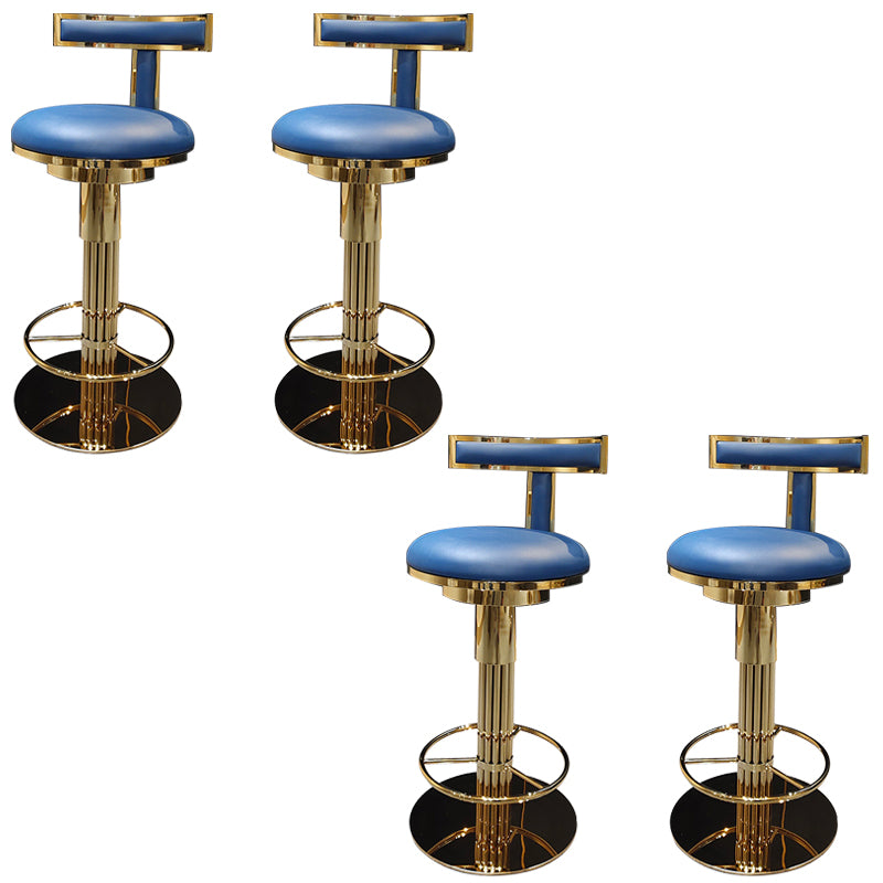 Glam Style Bar Stool Leather Backrest Bar Stools for Dining Room with Metal Base