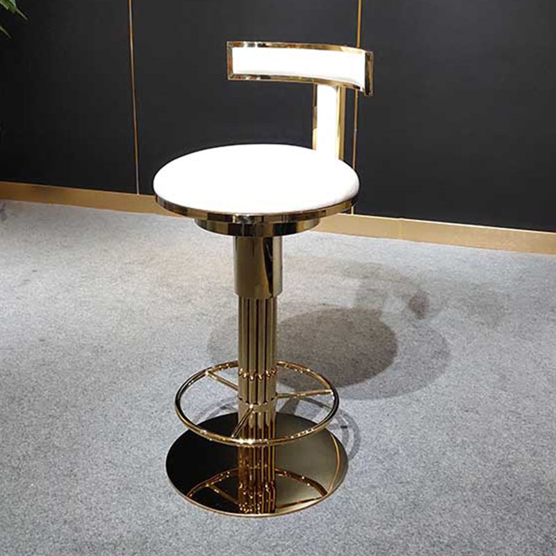 Glam Style Bar Stool Leather Backrest Bar Stools for Dining Room with Metal Base