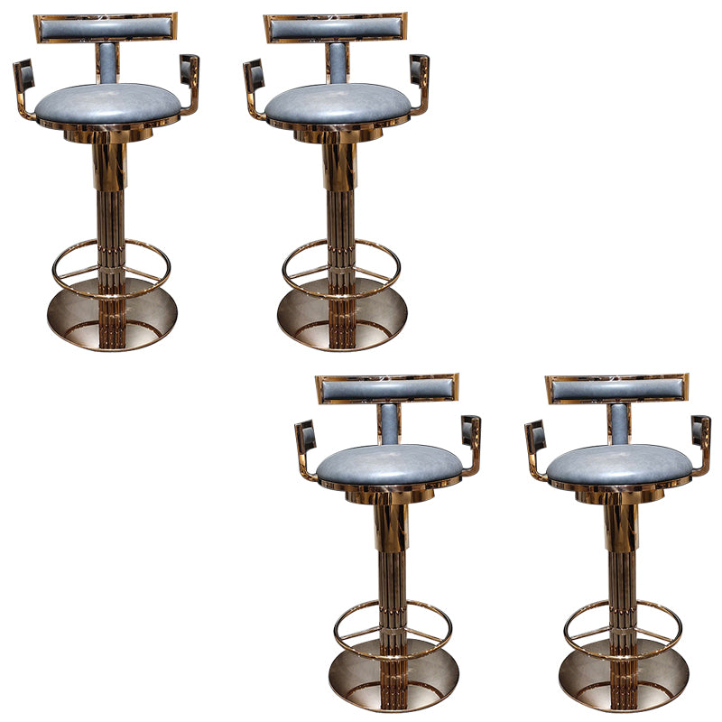 Glam Style Bar Stool Leather Backrest Bar Stools for Dining Room with Metal Base