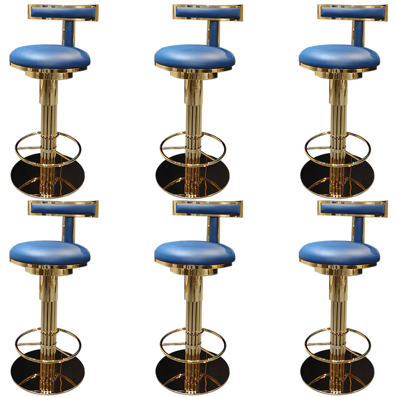 Glam Style Bar Stool Leather Backrest Bar Stools for Dining Room with Metal Base