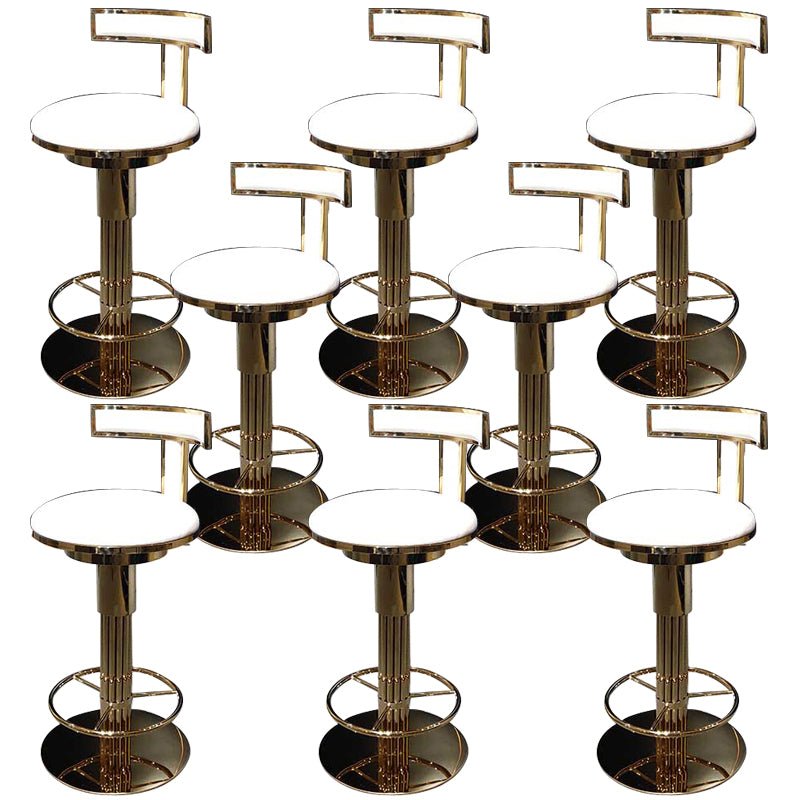 Glam Style Bar Stool Leather Backrest Bar Stools for Dining Room with Metal Base