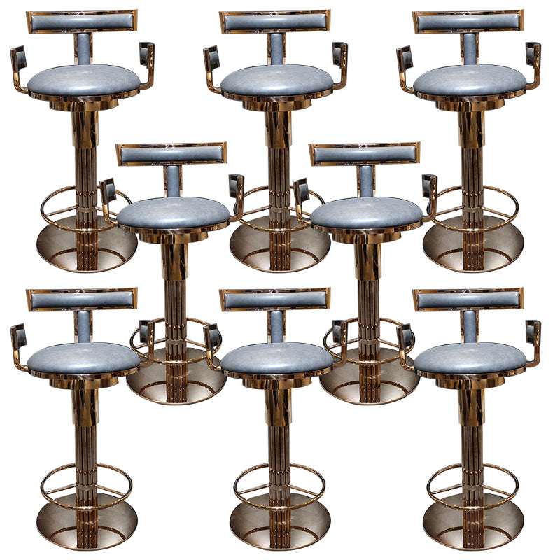 Glam Style Bar Stool Leather Backrest Bar Stools for Dining Room with Metal Base