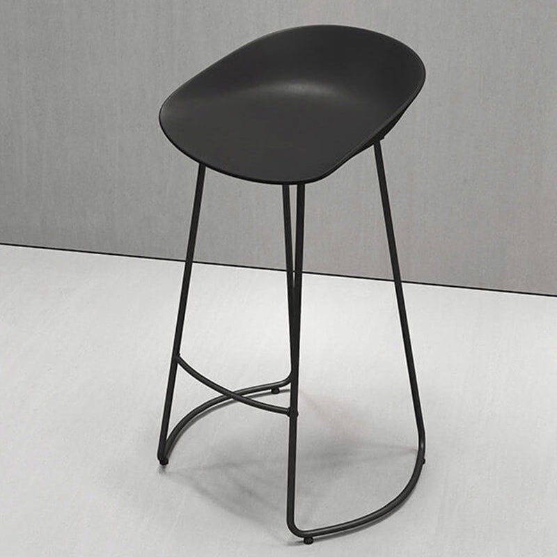 Industrial Plastic Bar Stool Armless Dining Stool with Metal Base