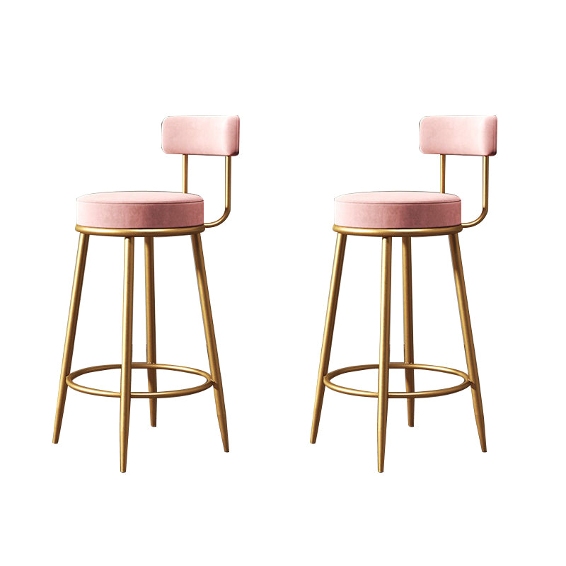 Glam Style Bar Stool Upholstered Bar Stools for Dining Room with Gold Frame