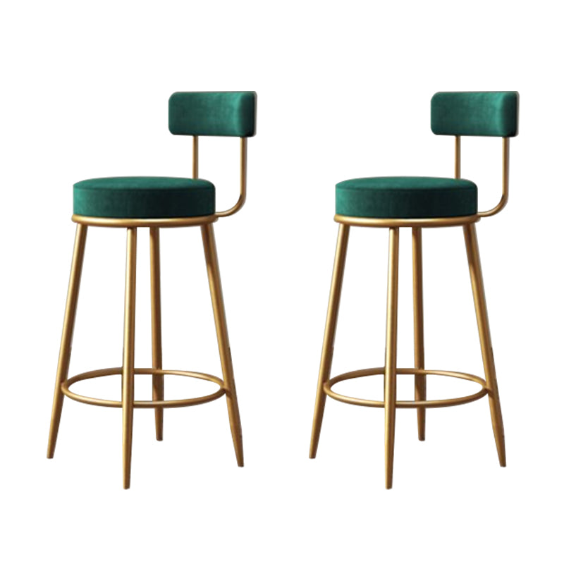 Glam Style Bar Stool Upholstered Bar Stools for Dining Room with Gold Frame