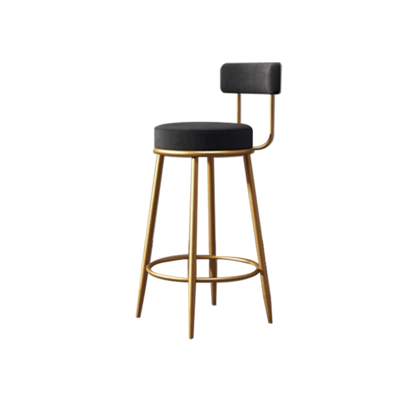 Glam Style Bar Stool Upholstered Bar Stools for Dining Room with Gold Frame