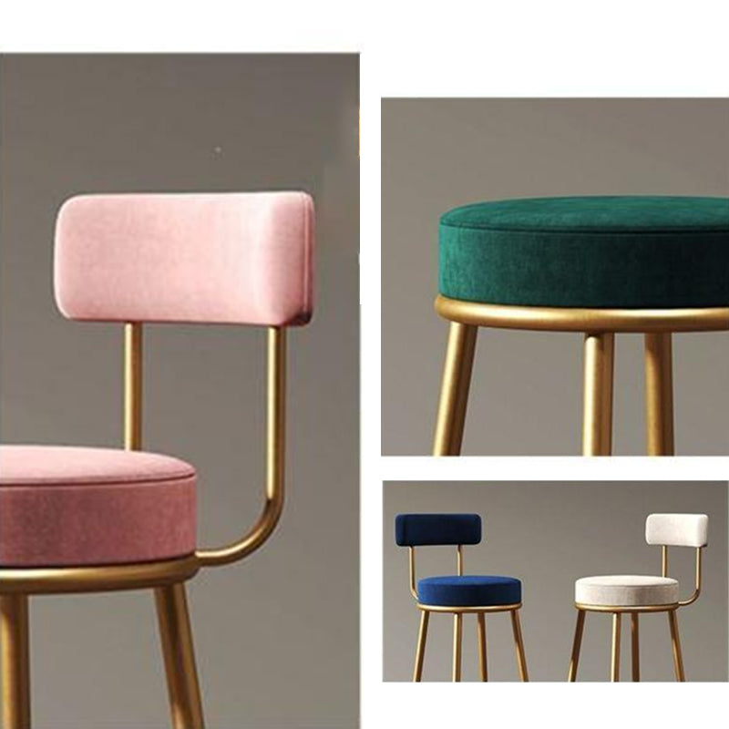 Glam Style Bar Stool Upholstered Bar Stools for Dining Room with Gold Frame