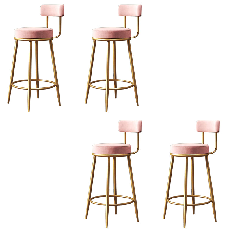 Glam Style Bar Stool Upholstered Bar Stools for Dining Room with Gold Frame
