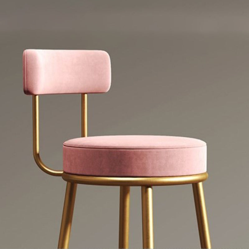 Glam Style Bar Stool Upholstered Bar Stools for Dining Room with Gold Frame