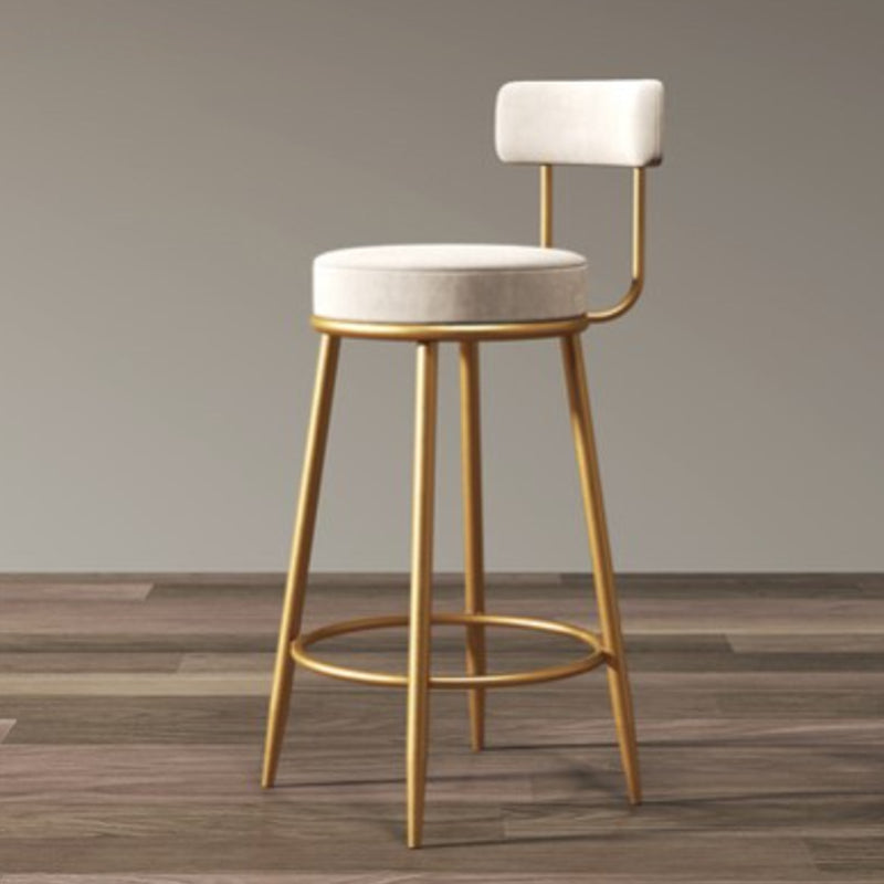 Glam Style Bar Stool Upholstered Bar Stools for Dining Room with Gold Frame