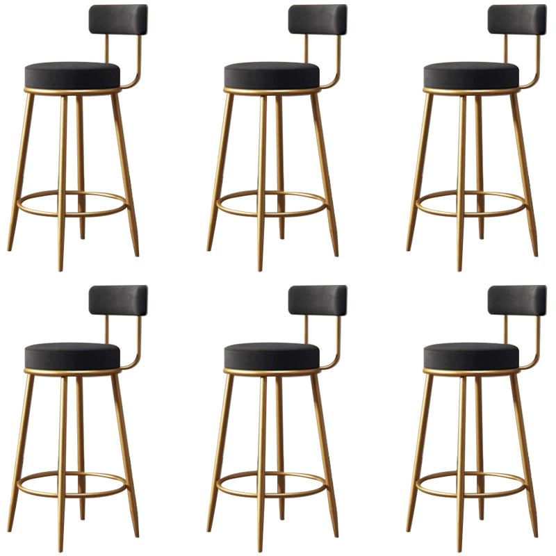 Glam Style Bar Stool Upholstered Bar Stools for Dining Room with Gold Frame