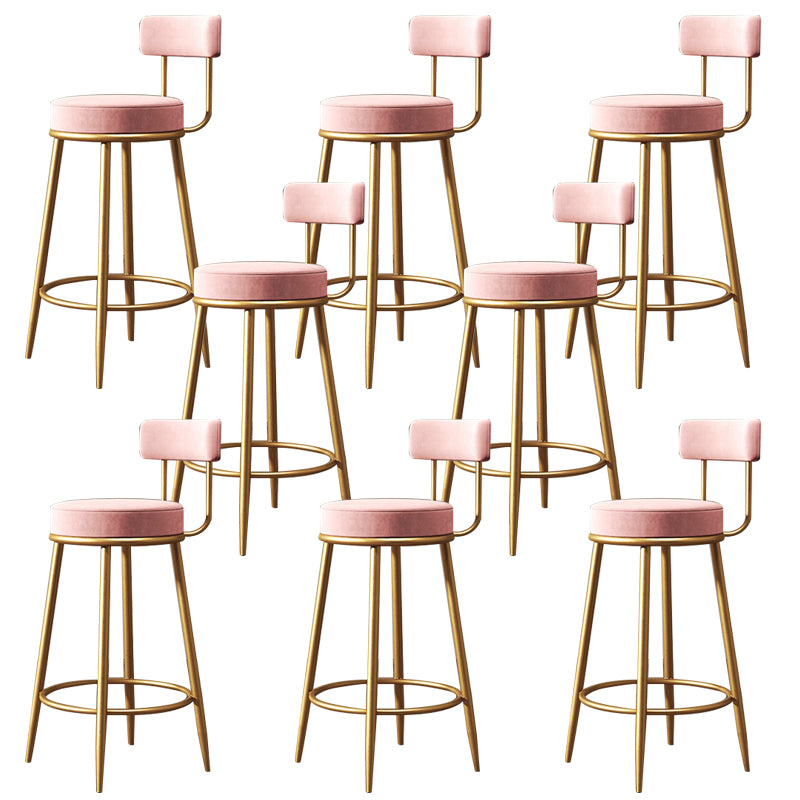 Glam Style Bar Stool Upholstered Bar Stools for Dining Room with Gold Frame