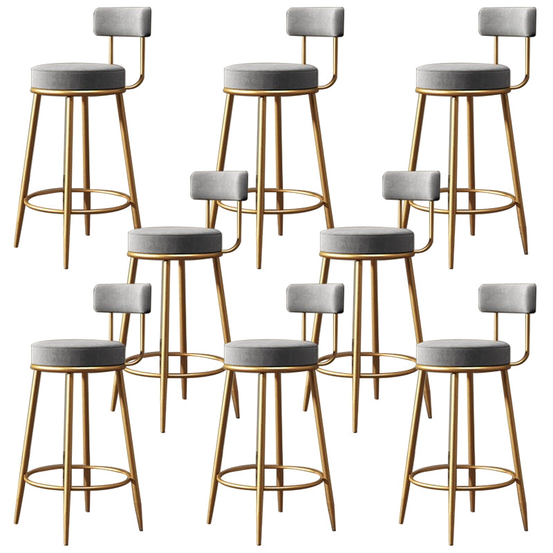 Glam Style Bar Stool Upholstered Bar Stools for Dining Room with Gold Frame