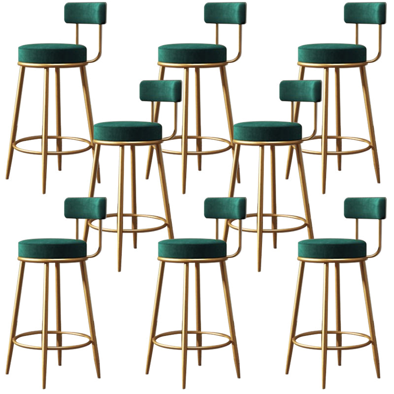 Glam Style Bar Stool Upholstered Bar Stools for Dining Room with Gold Frame