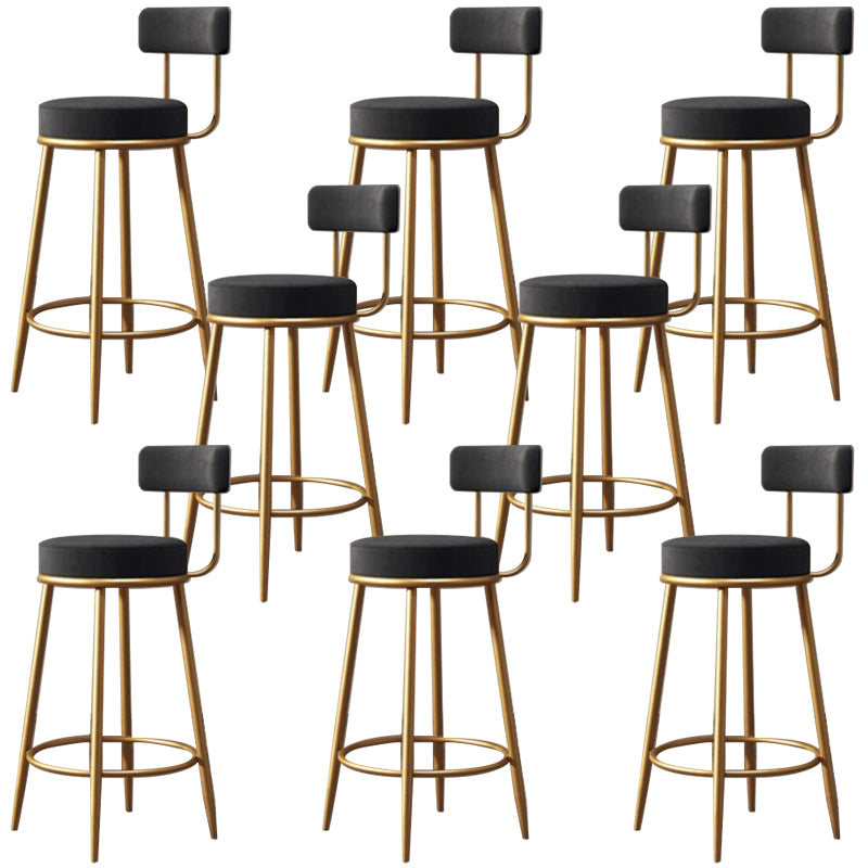 Glam Style Bar Stool Upholstered Bar Stools for Dining Room with Gold Frame