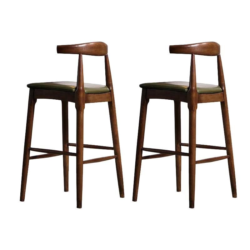 Faux Leather Dining Stools Industrial Style Bar Stool with Solid Wood Base