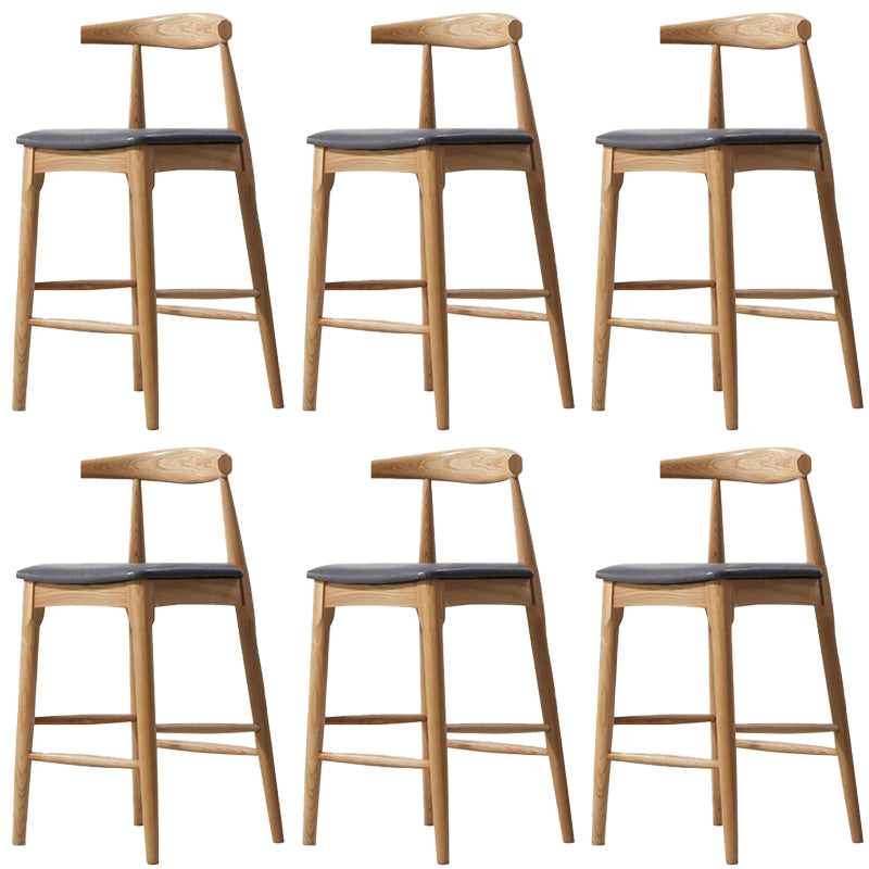 Faux Leather Dining Stools Industrial Style Bar Stool with Solid Wood Base