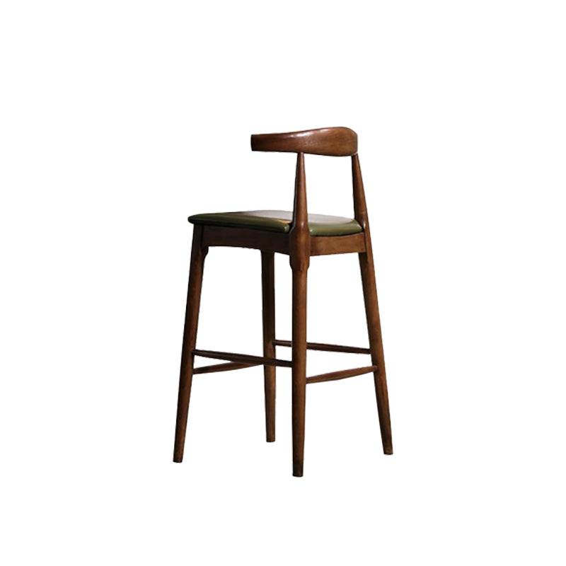 Faux Leather Dining Stools Industrial Style Bar Stool with Solid Wood Base