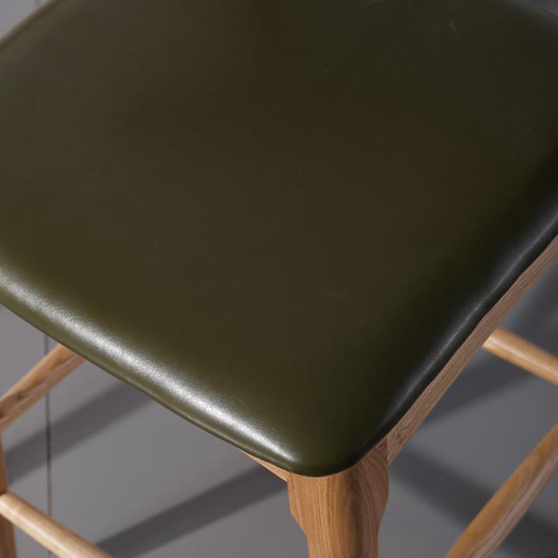 Faux Leather Dining Stools Industrial Style Bar Stool with Solid Wood Base