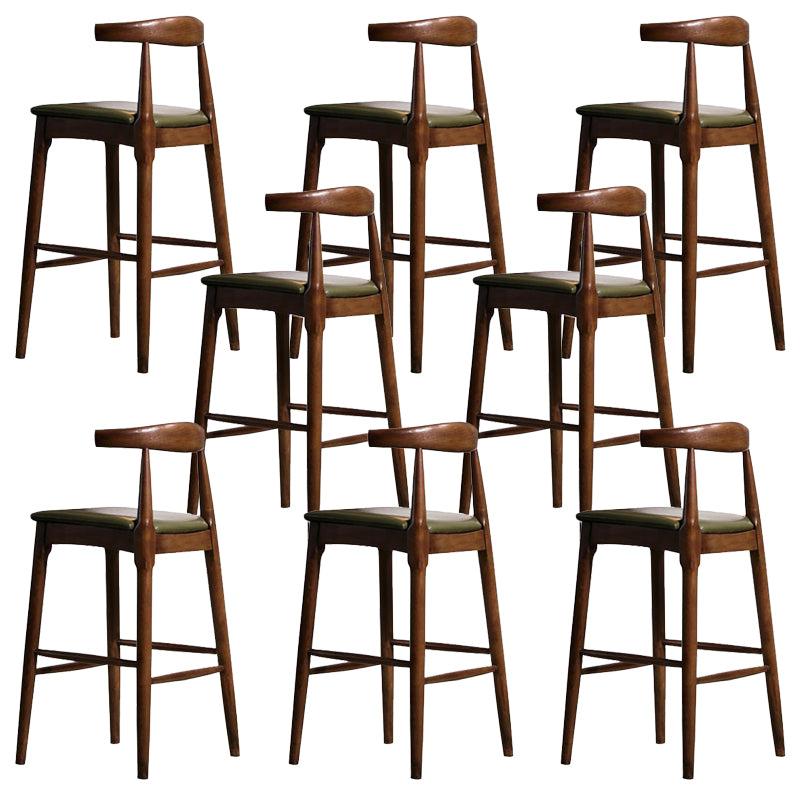 Faux Leather Dining Stools Industrial Style Bar Stool with Solid Wood Base