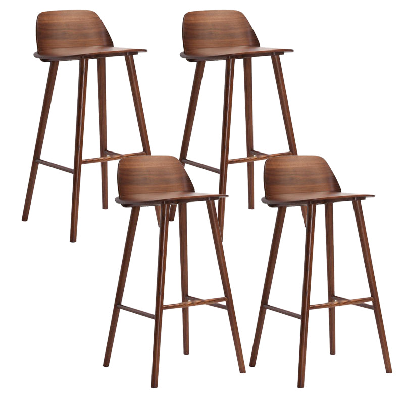 Modern Low Back Barstool Wooden Counter Bar Stool with Wood Legs