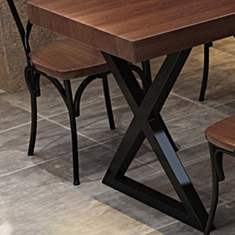 Industrial 1/5 Pieces Dining Set Rectangle Pine Wood Dining Table for Barbecue Shop