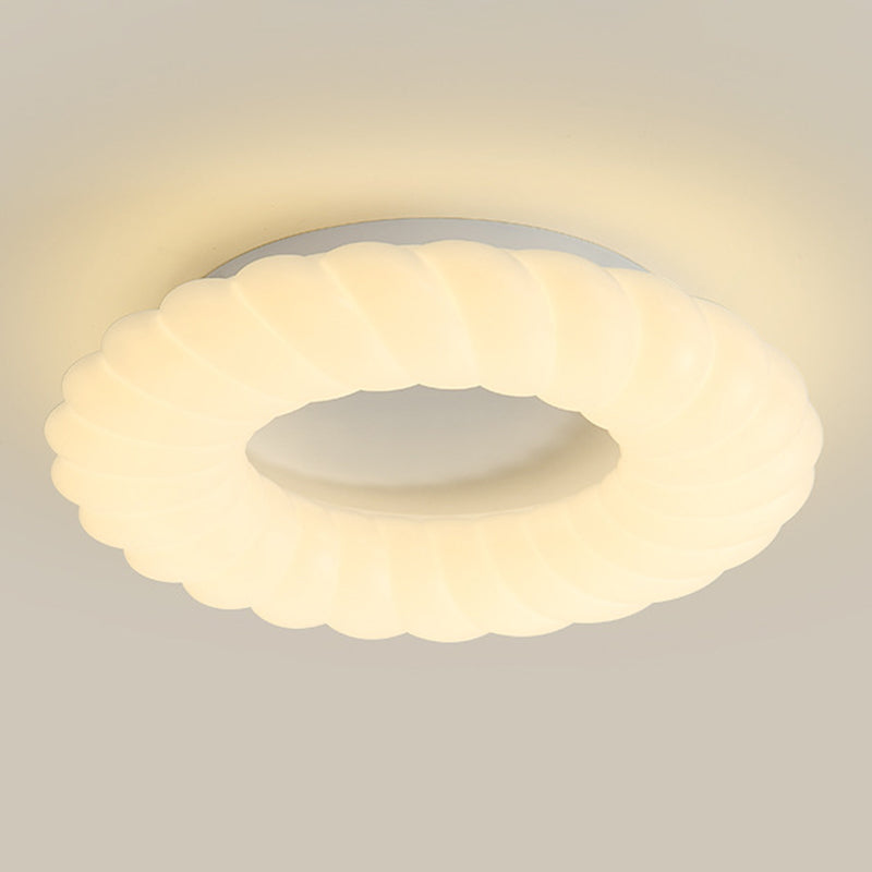 White Shaded Ceiling Light Contemporary LED Flush Mount Lighting for Home