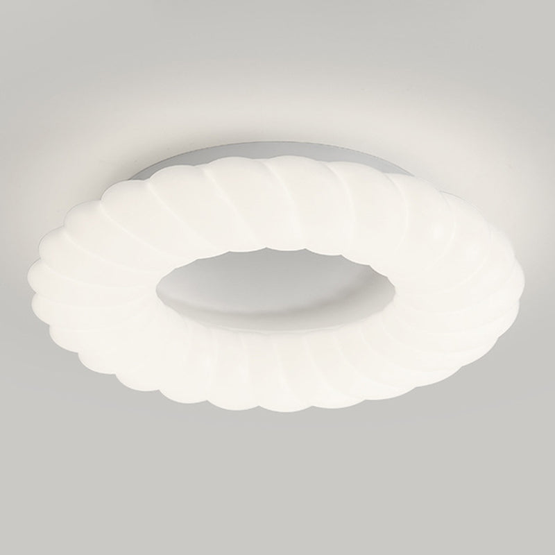 White Shaded Ceiling Light Contemporary LED Flush Mount Lighting for Home
