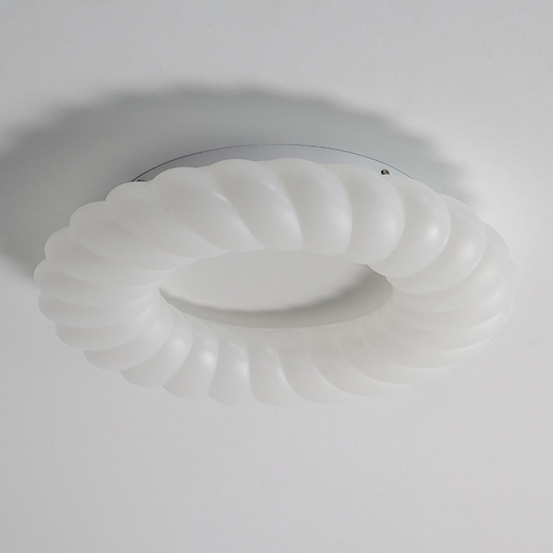 White Shaded Ceiling Light Contemporary LED Flush Mount Lighting for Home