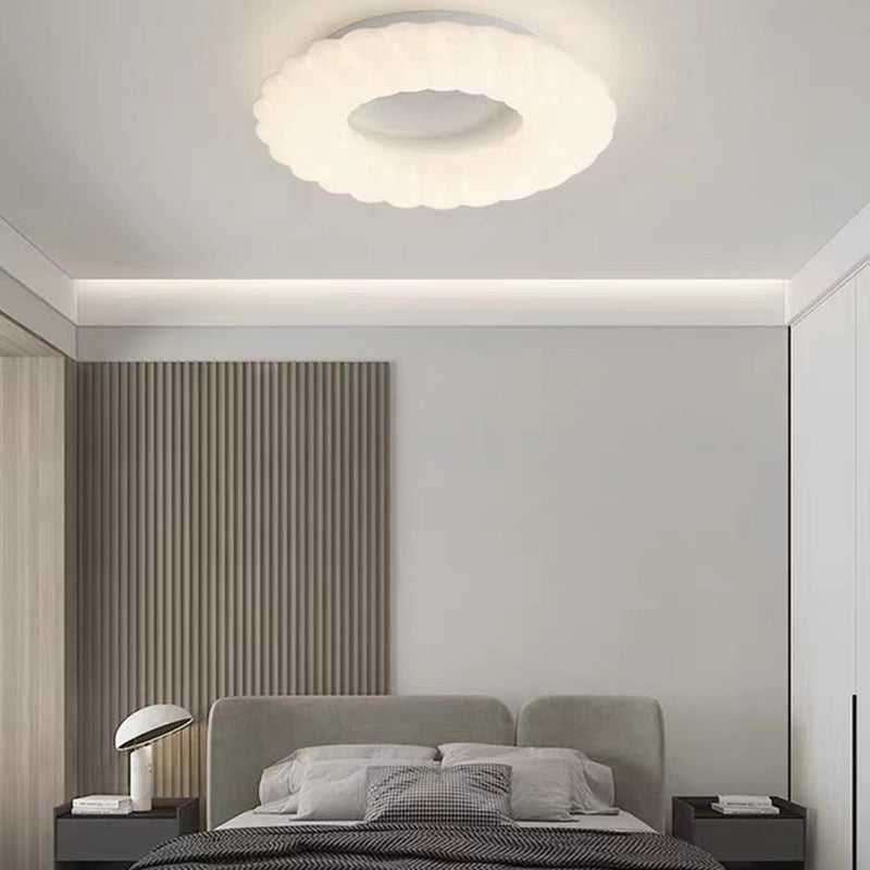 White Shaded Ceiling Light Contemporary LED Flush Mount Lighting for Home