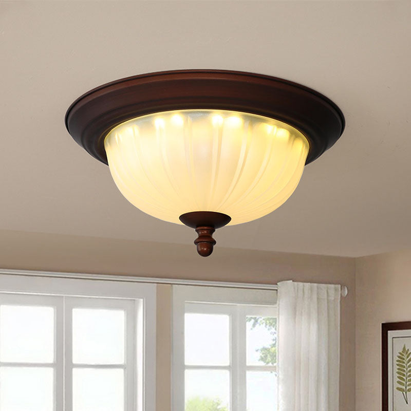 American Style Ceiling Light Dome Shape Ceiling Lamp with Glass Shade for Bedroom