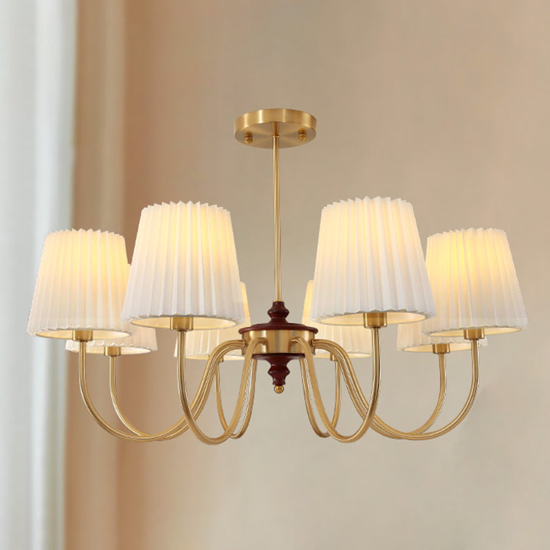 French Style Ceiling Light Cylinder Shape Ceiling Lamp with Fabric Shade for Bedroom