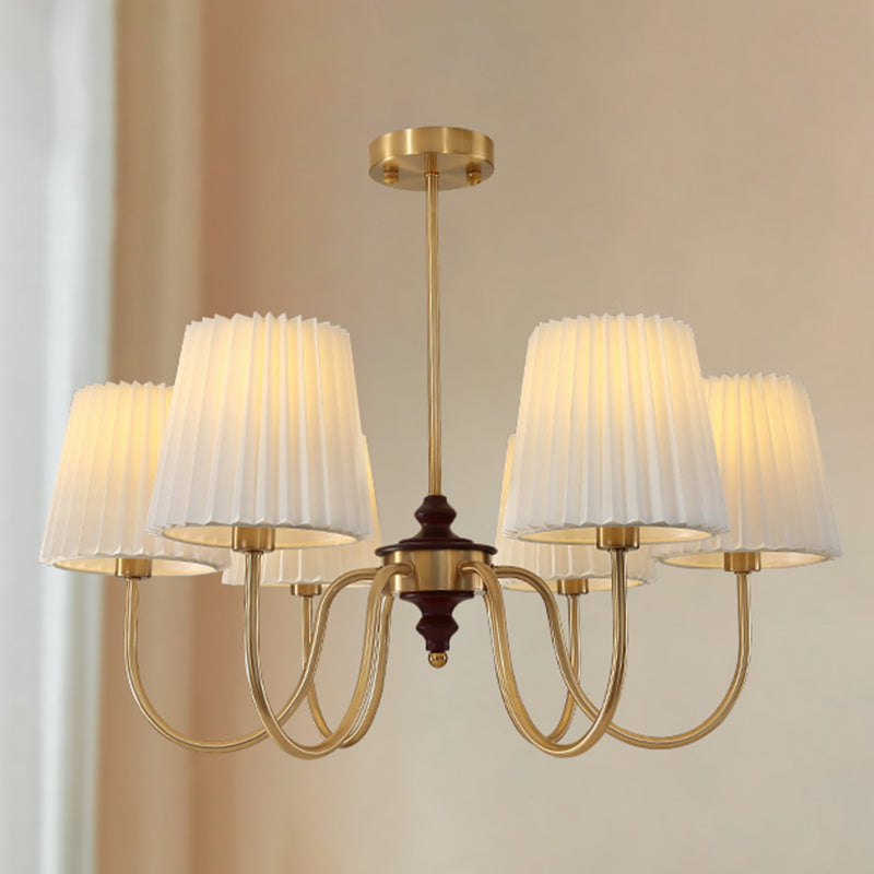 French Style Ceiling Light Cylinder Shape Ceiling Lamp with Fabric Shade for Bedroom