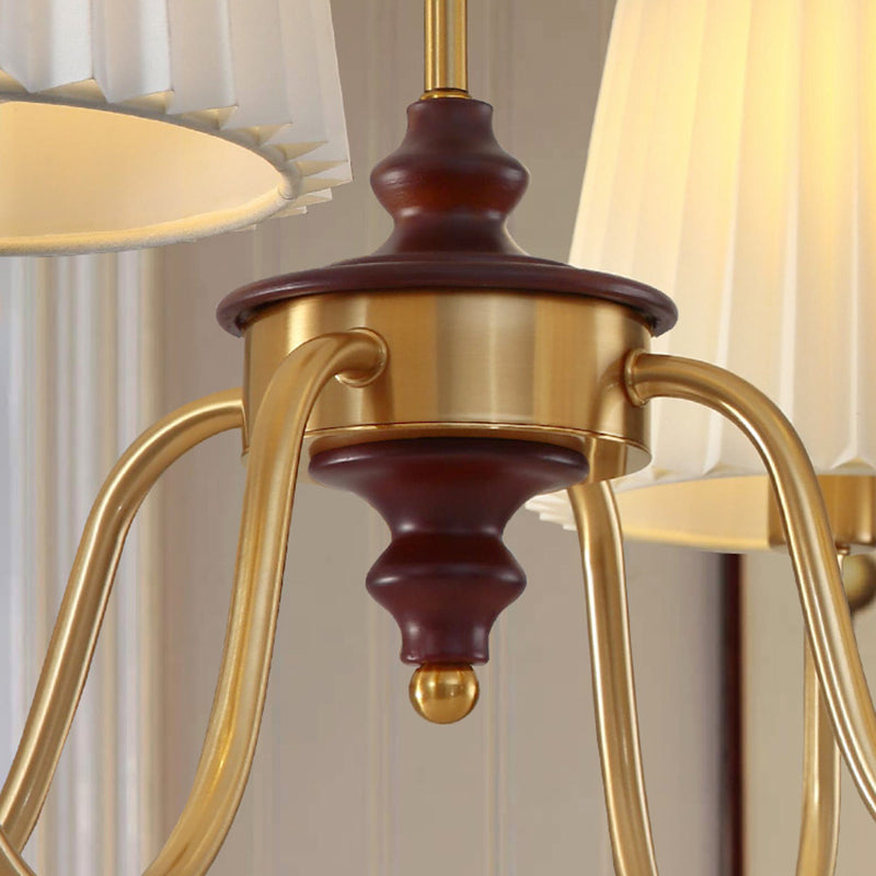 French Style Ceiling Light Cylinder Shape Ceiling Lamp with Fabric Shade for Bedroom