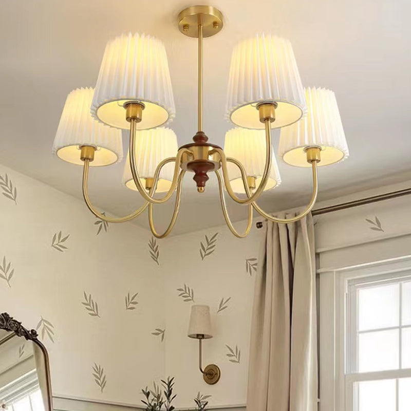 French Style Ceiling Light Cylinder Shape Ceiling Lamp with Fabric Shade for Bedroom