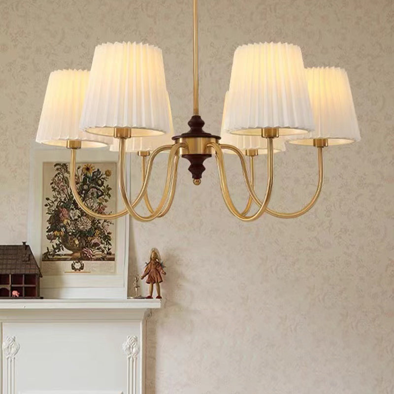 French Style Ceiling Light Cylinder Shape Ceiling Lamp with Fabric Shade for Bedroom