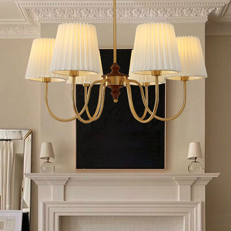 French Style Ceiling Light Cylinder Shape Ceiling Lamp with Fabric Shade for Bedroom