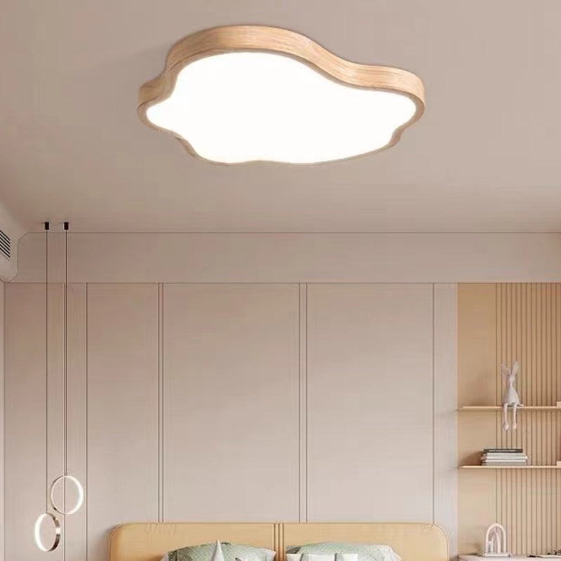 Modernism Acrylic Ceiling Light Wood Flush Mount Lighting for Bedroom