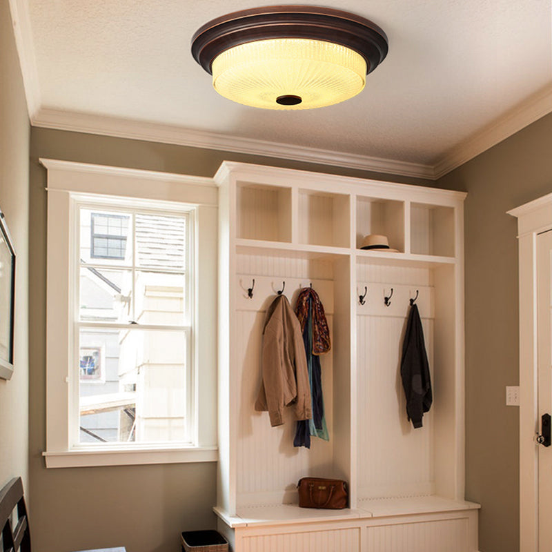 American Style Ceiling Light Circle Shape Ceiling Lamp with Glass Shade for Living Room