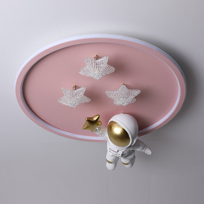 Astronaut Shape Flush Light Modern Style Metal 4 Lights Flush Mount for Bedroom