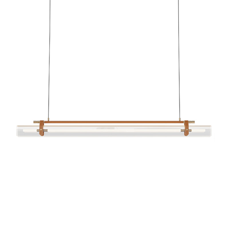 Minimalism Hanging Light Leather LED Island Light Fixture for Dining Room