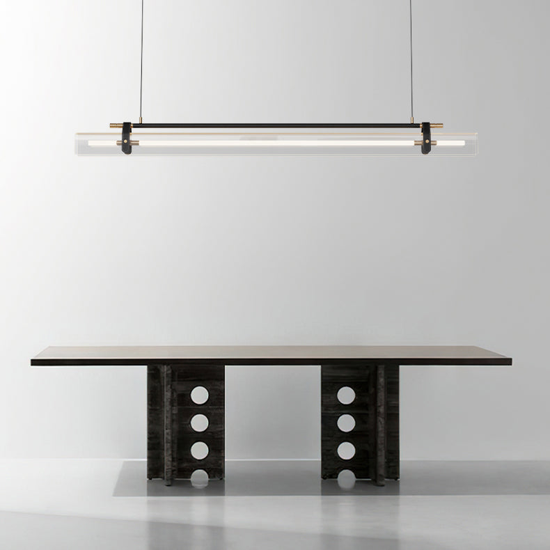 Minimalism Hanging Light Leather LED Island Light Fixture for Dining Room