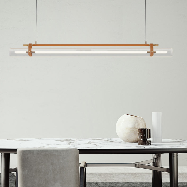 Minimalism Hanging Light Leather LED Island Light Fixture for Dining Room