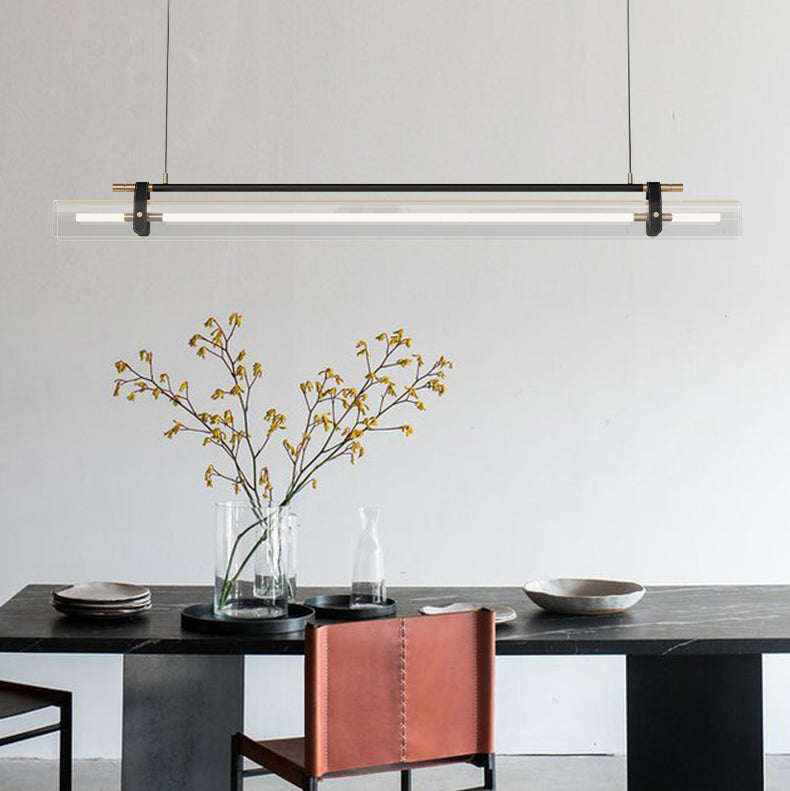 Minimalism Hanging Light Leather LED Island Light Fixture for Dining Room