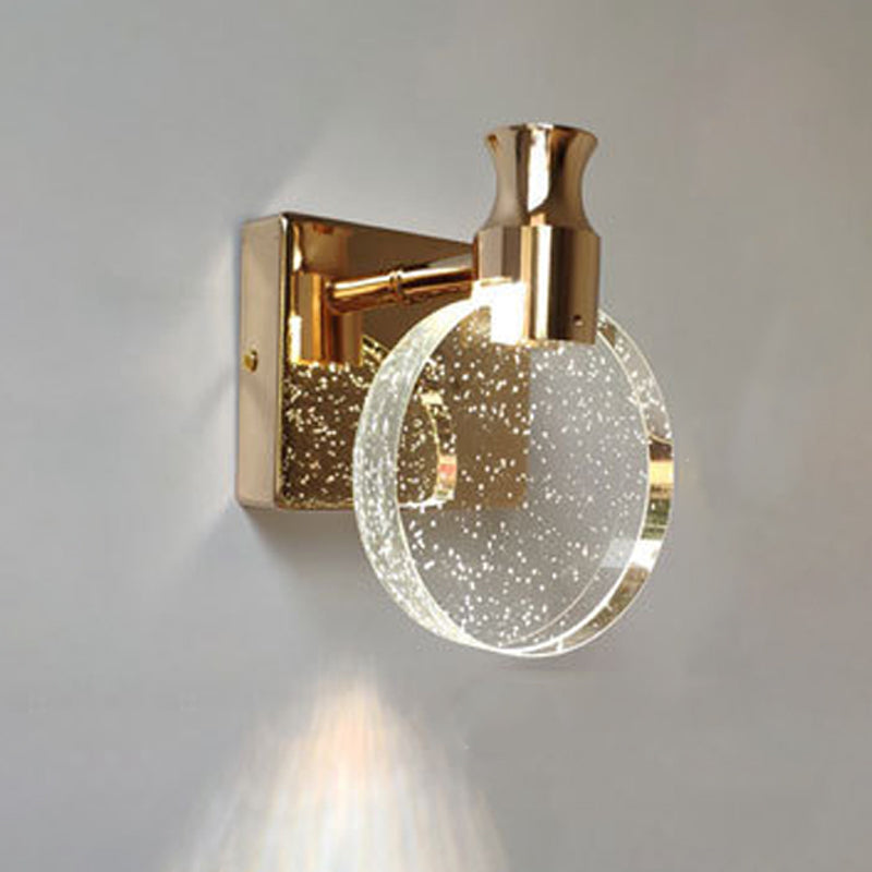 Nordic Style Crystal Vanity Light Round Shape Vanity Lamp for Shower Room