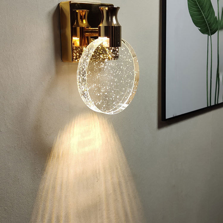 Nordic Style Crystal Vanity Light Round Shape Vanity Lamp for Shower Room