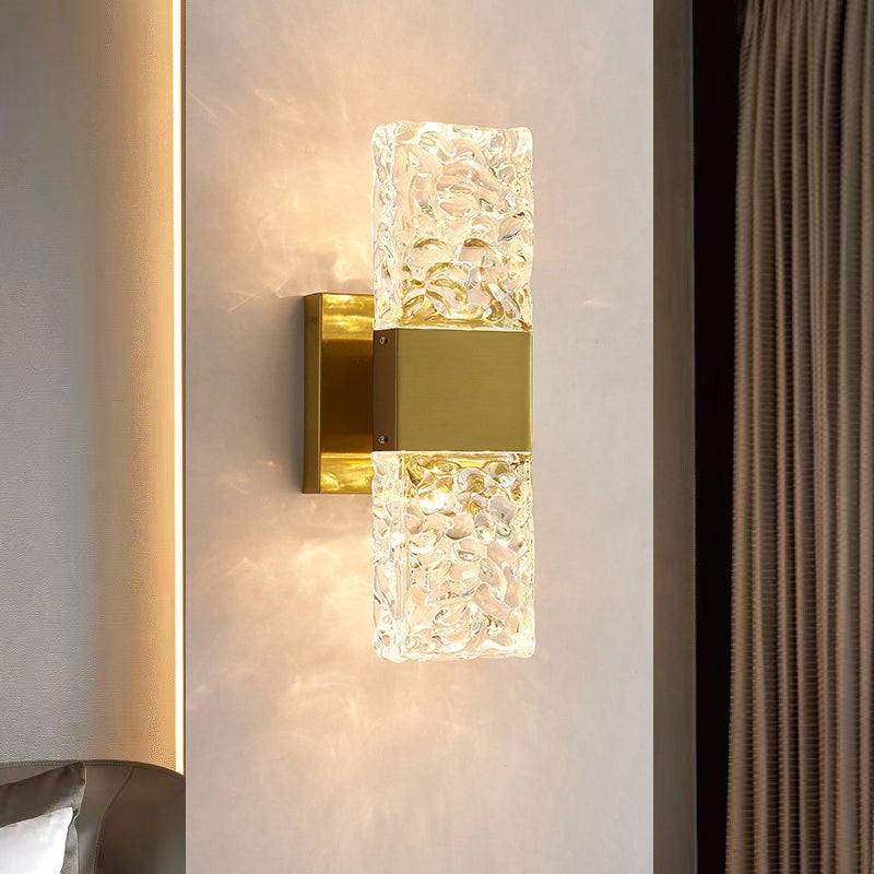 Square Shape Meatl Vanity Sconce Light Modern Style 2-Lights Vanity Mirror Lights in Gold