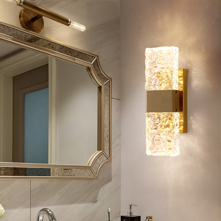 Square Shape Meatl Vanity Sconce Light Modern Style 2-Lights Vanity Mirror Lights in Gold