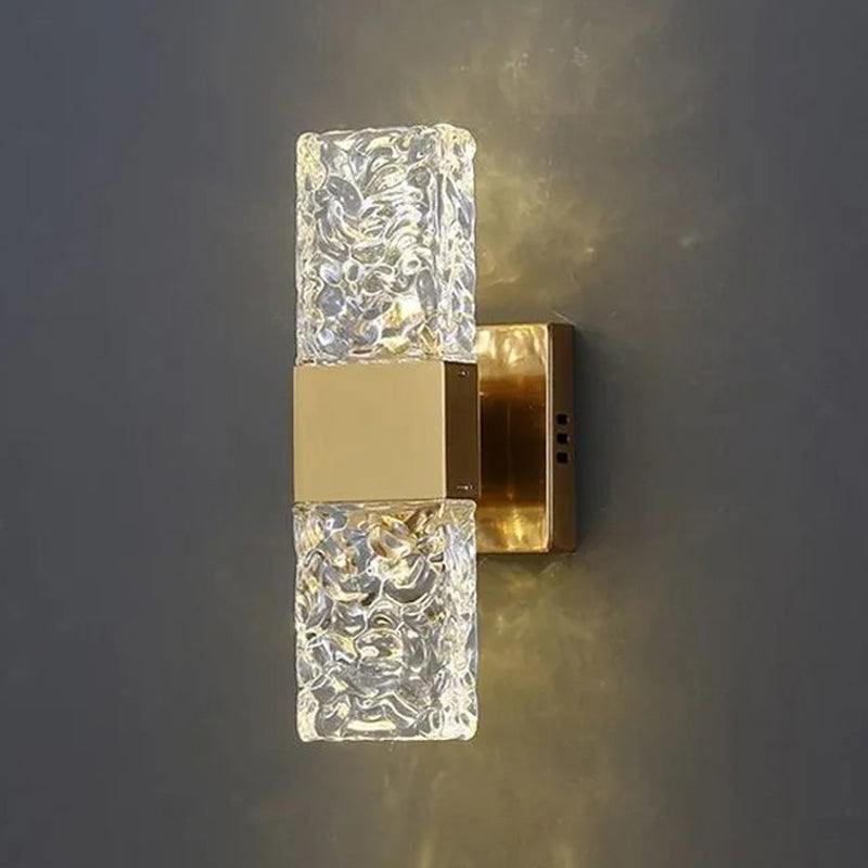 Square Shape Meatl Vanity Sconce Light Modern Style 2-Lights Vanity Mirror Lights in Gold